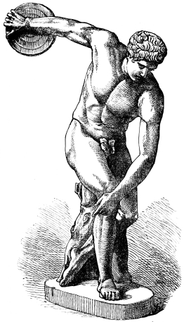 Fig. 203.—Marble Copy of the Discos-thrower by Myron.
(In the Palazzo Massimi alle Colonne in Rome.)