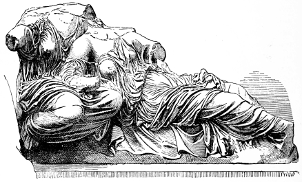 Fig. 208.—From the Eastern Gable of the Parthenon.
Aphrodite and Peitho.
