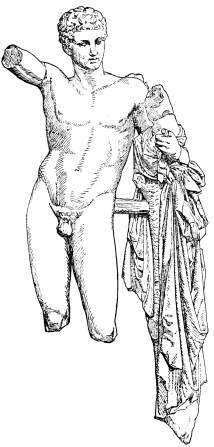 Fig. 227.—Hermes with the Infant Dionysos. (From the
Heraion at Olympia.)