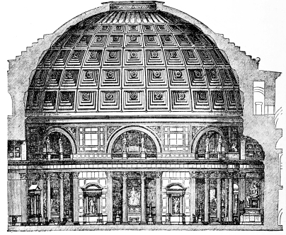 Fig. 276.—Section of the Pantheon. Restoration by
Adler.