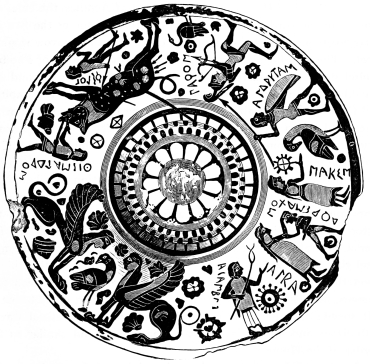 Fig. 187.&mdash;Cover of Dodwell’s Vase, in Munich. Full
size.