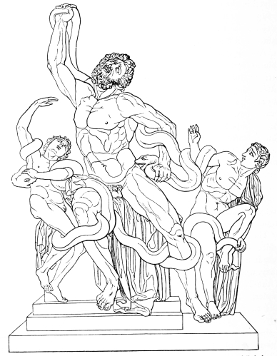 Fig. 237.&mdash;Group of Laocoon and his Sons, by Agesandros,
Athanodoros, and Polydoros. (Vatican.)