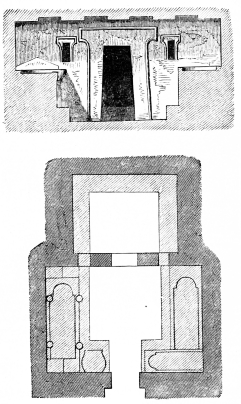 Fig. 251.&mdash;Plan and Section of a Tomb at Cervetri.