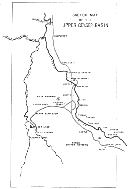 Sketch Map of the Upper Geyser Basin