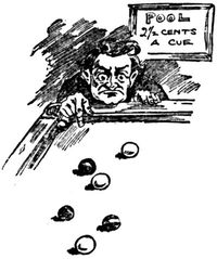 Pool 2-1/2 cents a cue