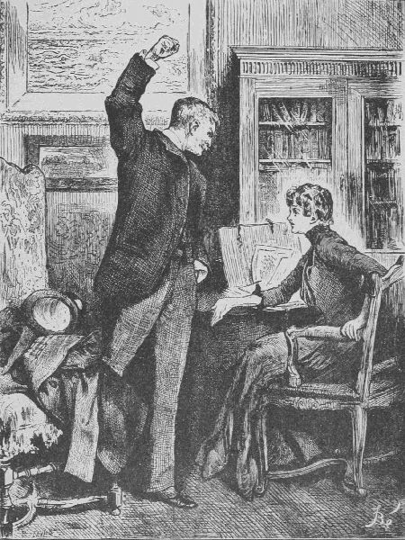 His hand remained raised&mdash;he was speechless&mdash;he was motionless&mdash;he was
helpless with blind rage and madness.