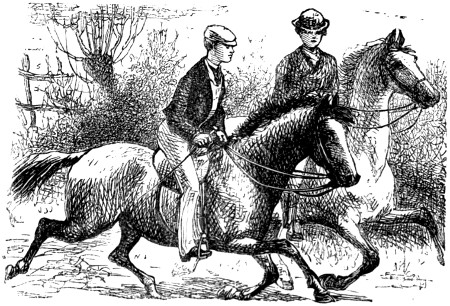 Man and lady riding