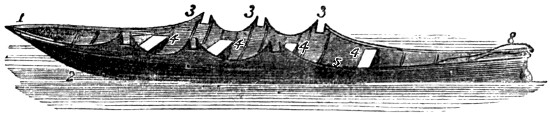 Sketch showing the parts of a rowing boat