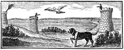 Dog and pigeon carrying letters
