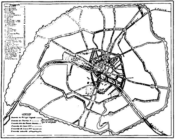 MAP SHOWING THE EXTENSION OF PARIS.