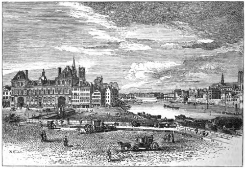 HÔTEL DE VILLE IN THE FIFTEENTH CENTURY.

(From an Engraving by Rigaud.)