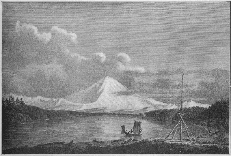 First Picture of Mount Rainer.
Drawn by W. Alexander from a sketch by J. Sykes, 1792. Engraved by J. Landseer for Vancouver's Journal.
