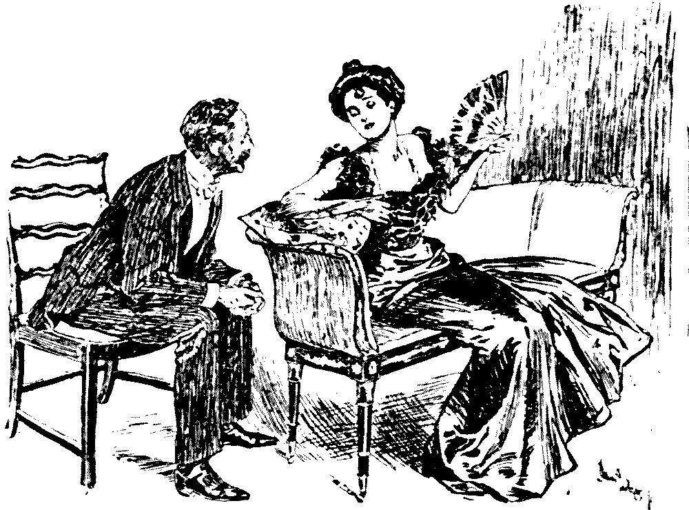 Man and  woman talking.