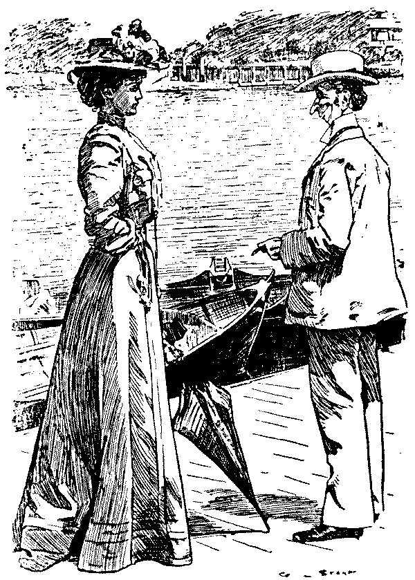 Man talking to woman.