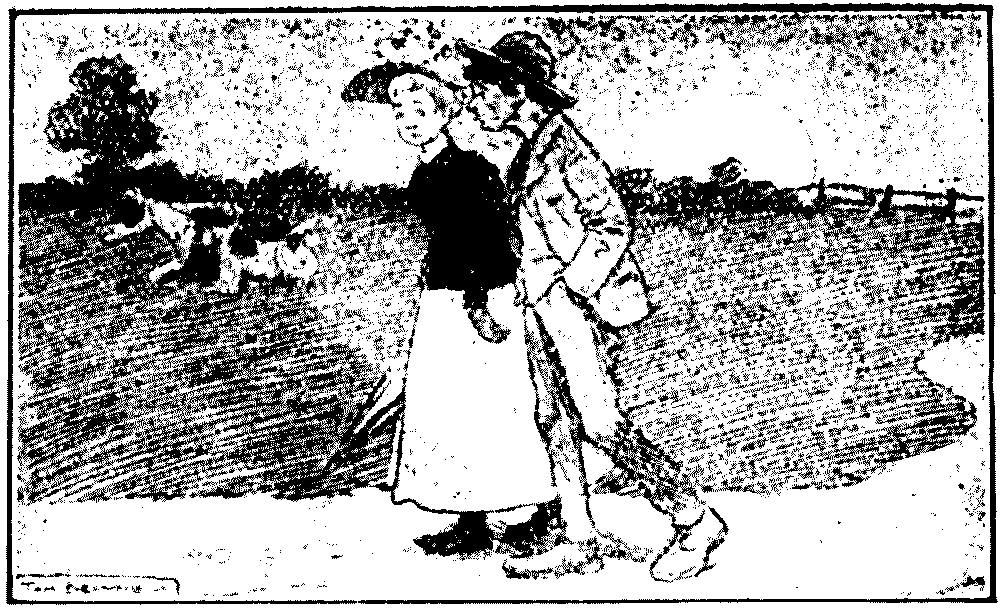 Man and woman walking in the country.