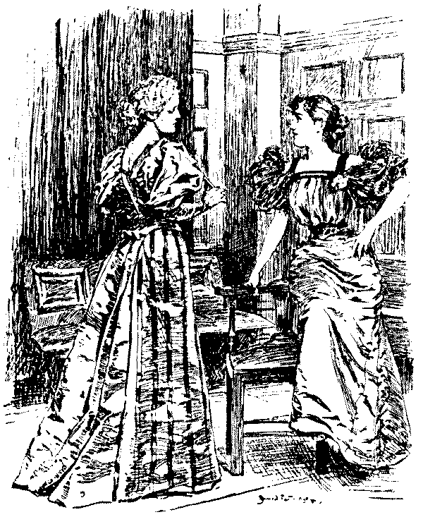 Two women talking.