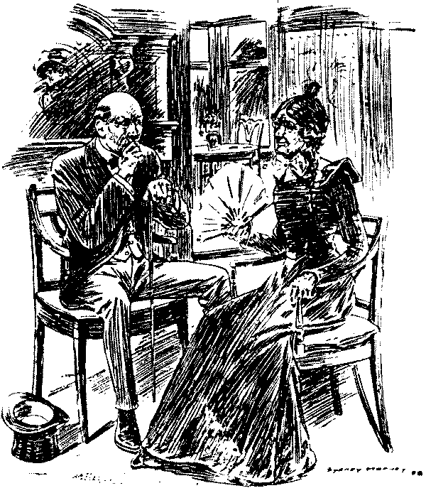 Man and woman talking.