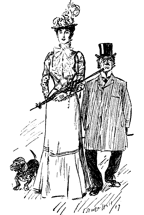 Man and wife with dog.