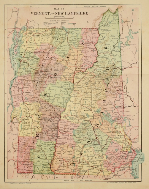 Map of Vermont and New Hampshire