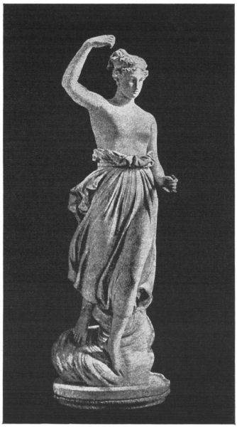 Hebe standing, one arm raised above her head