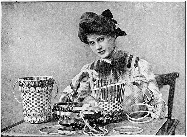 Photo of girl weaving basket