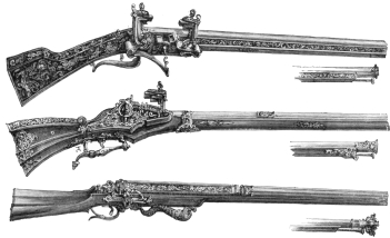 DECORATED MUSKETS IN THE ARTILLERY MUSEUM.