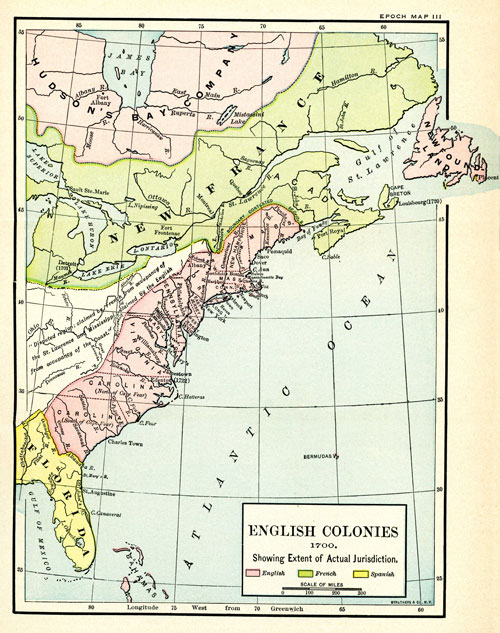Illustration: English Colonies 1700
