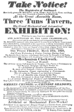 A Bologna poster of 1820 which features an automatic
distiller who draws eight different liquors from one cask. From the
Harry Houdini Collection.