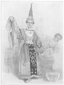 Phillippe and his Scotch assistant, Domingo. The latter
became famous as a magician under the name of Macallister, introducing
in America Phillippe’s gift show. From a lithograph in the Harry Houdini
Collection.
