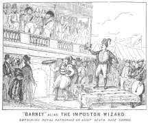 Window poster issued by Anderson to belittle his imitator
“Barney” Eagle and show how the latter secured royal patronage. From the
Harry Houdini Collection.