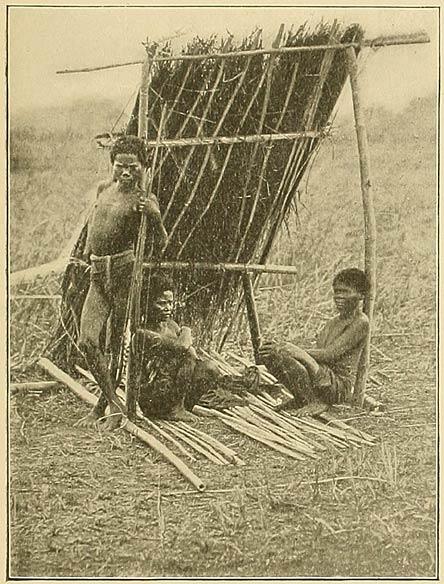 Negritos Enjoying a Primitive Sun-shade.