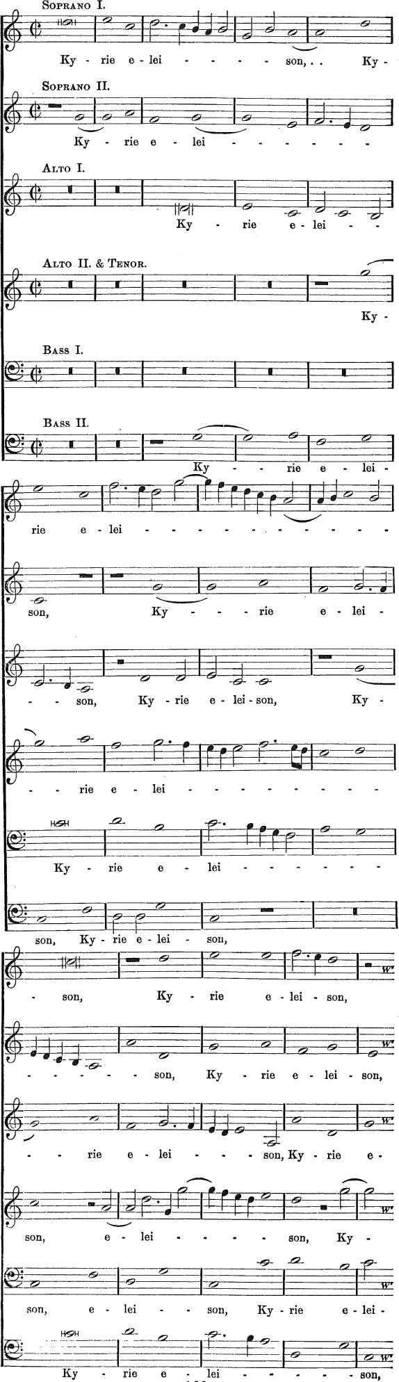 Fragment of Kyrie, from the Mass of Pope Marcellus. Novello’s Edition. Palestrina.