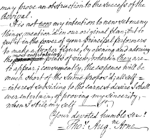 Manuscript of last page of letter