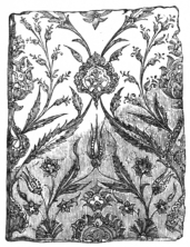 Fig. 13.—Persian Tile. Arabesque Decoration.