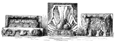 Fig. 72.—Enamelled Bricks from the Tower of Nankin. (N.
Y. Metropolitan Museum.)