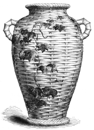 Fig. 118.—Satsuma Vase. Very Fine Crackle. Decoration:
leaves brown, veined with gold. Height, 15 in. (R. H. Pruyn Coll.)