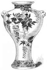 Fig. 127.—Satsuma Vase. Decoration, Green and Red.
Height, 13 in. (Robert H. Pruyn Coll.)