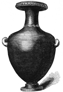 Fig. 188.—Hydria. Black, with Gilt on Neck, and Red Rim
with Black Studs. (Trumbull-Prime Coll., N. Y. Metropolitan Museum.)