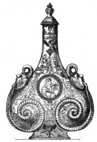 Fig. 218.—Urbino Pilgrim’s Bottle. (South Kensington
Museum.)