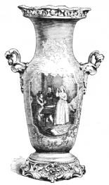 Fig. 265.—Charlotte Corday Vase; Sèvres Porcelain,
Mounted. Red and Gold. (White House.)
