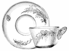 Fig. 271.—Limoges Porcelain. Cup and Saucer. Painted by
Pallandre. (S. S. Conant Coll.)