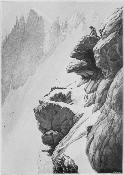 The finding of the last bivouac of Messrs. Donkin and Fox
in the Caucasus. (P. 116.)

From a drawing by Mr. Willink after a sketch by Captain Powell. Taken,
by kind permission of Mr. Douglas Freshfield, from “The Exploration of
the Caucasus.”

Frontispiece.
