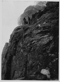 A steep face of rock.

To face p. 202.