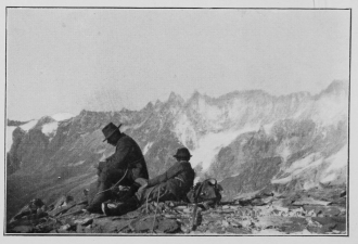 Luncheon in summer on the top of a glacier pass.

To face p. 310.