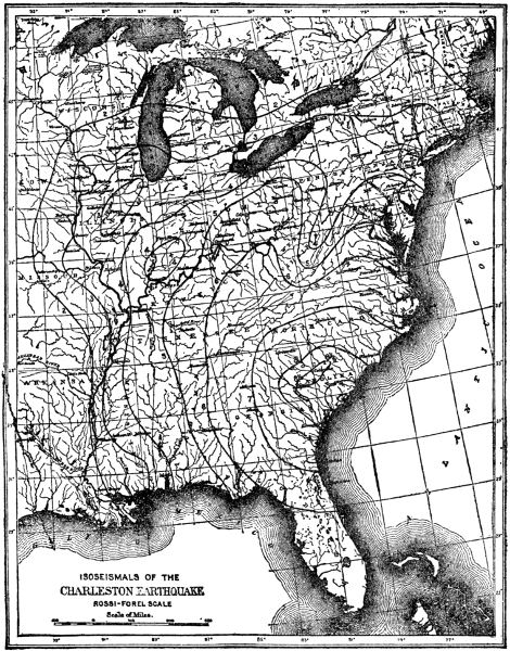 Fig. 49. Map Showing Region Affected by the Charleston
Earthquake of 1886