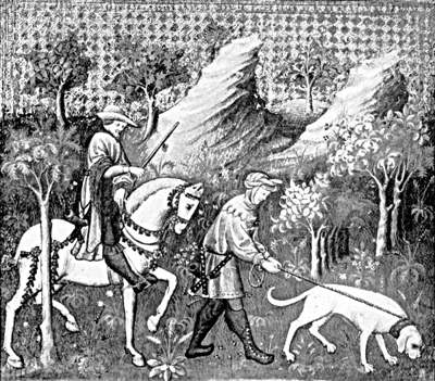 THE MASTER TEACHING HIS HUNTSMAN HOW TO QUEST FOR THE HART WITH THE
     LIMER OR TRACKHOUND