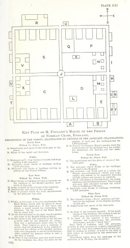 Plate XXI.—Key Plan of M. Foulley’s Model of the
Prison of Norman Cross, England