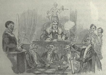 ‘Baron’ Nicholson at a ‘Judge and Jury’
Trial.  From Life in London Illustrated, circa 1855