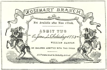 Admission Ticket, Rosemary Branch, 1853