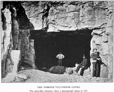 THE FAMOUS TILLYWHIM CAVES The mine-like entrance, from a photograph taken in 1860